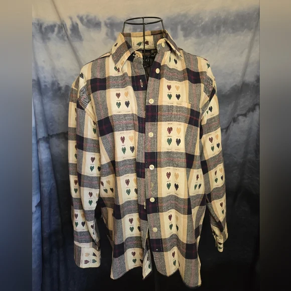 Company One Heart Plaid Shirt sz Small - Picture 1 of 4